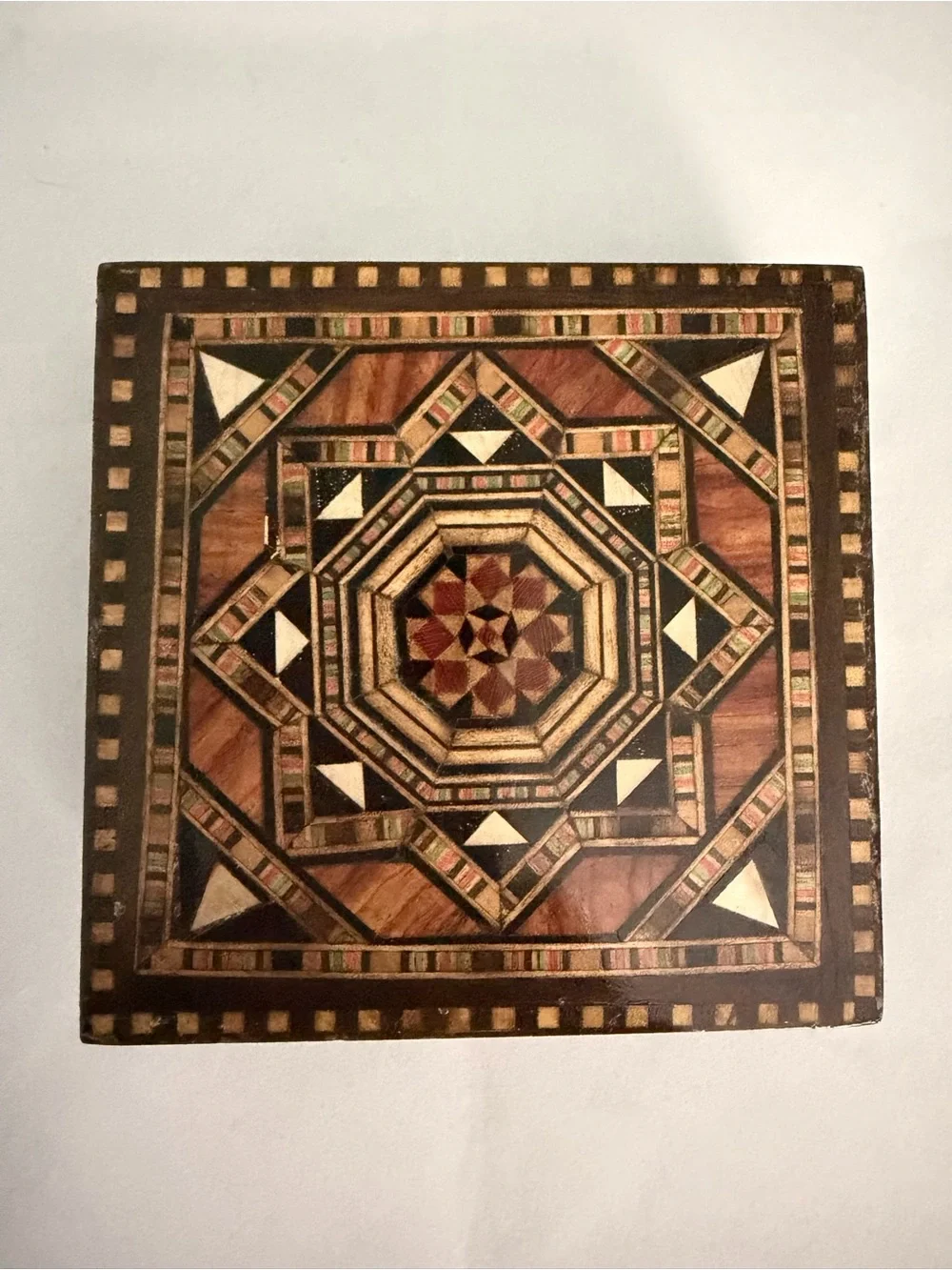 Damascus Mosaic Inlaid Wooden Marquetry Trinket Box -